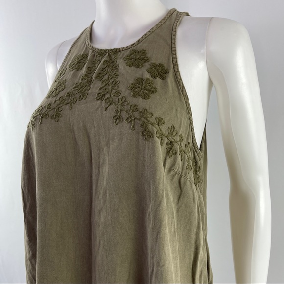 Superdry Olive Green Sleeveless Embroidered Tank Dress Size 8 - Picture 3 of 9